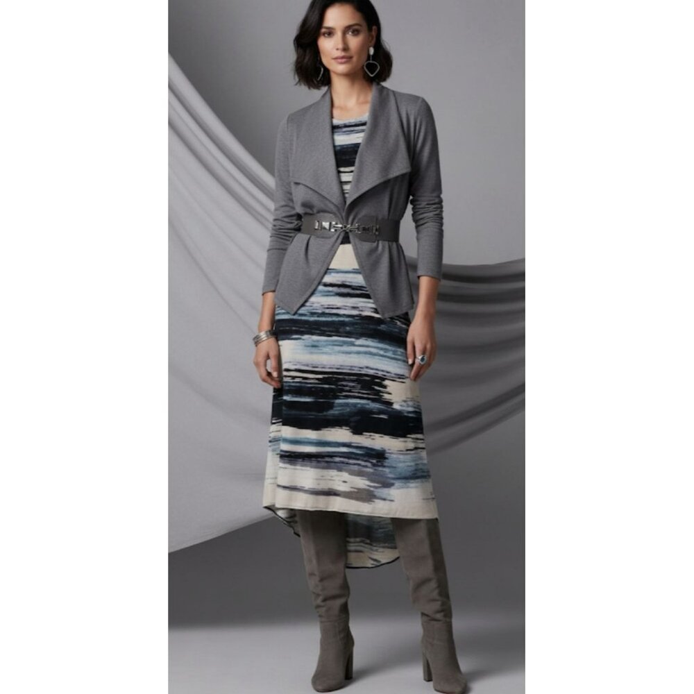 Karen Kane Blue Lagenlook Artsey Boho Whimsy Blue Earthy Hi Low S-M